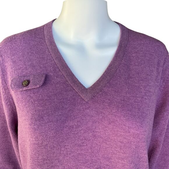 Bobby Jones Cashmere Merino Sweater Womens Size L Purple V-Neck Golf Old Money - Picture 3 of 14